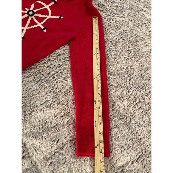 Red Villager Sport Nautical‎ Wheel Sweater Women's Sz M Cotton & Acrylic - Picture 11 of 16